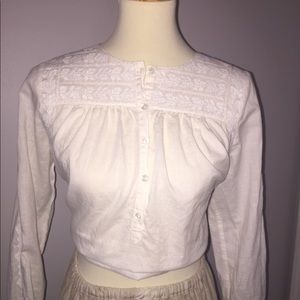 J. Crew white Button embroidered blouse